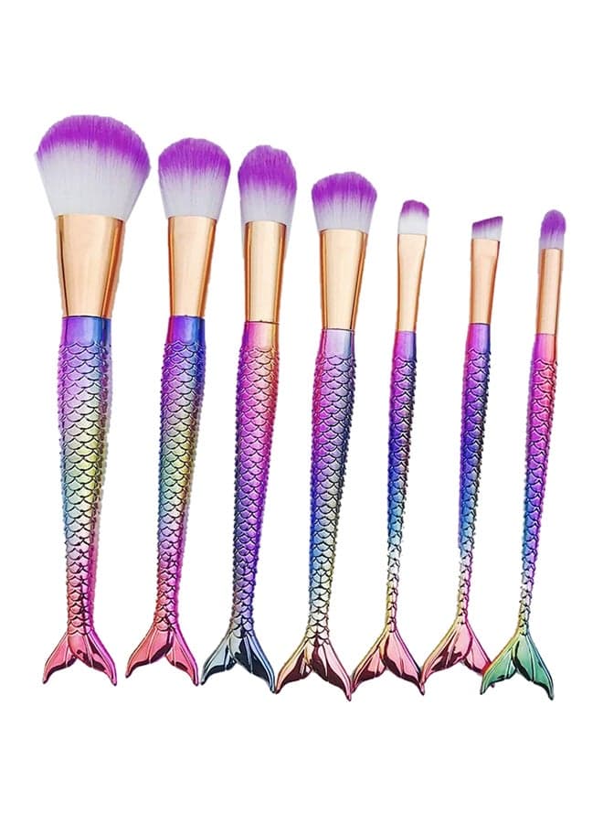 7-Piece Mermaid Shape Makeup Brush Set Multicolour