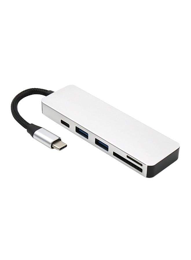 5-in-1 USB Hub For Type C Devices Silver/Black