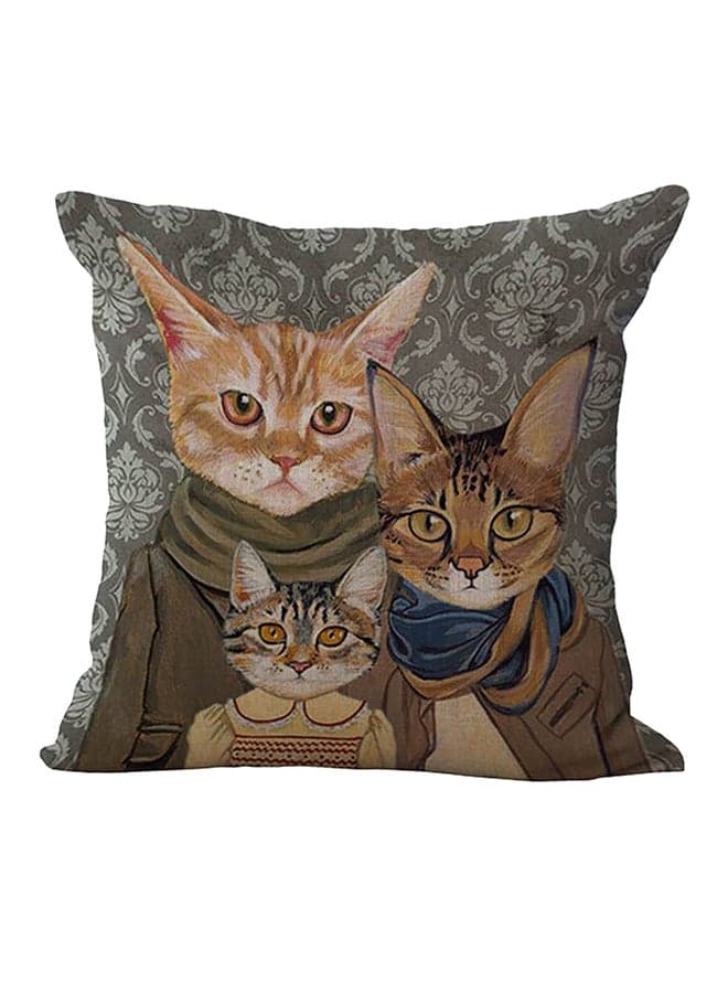 Decorative Cat Printed Cushion Cover Multicolour 45 x 45cm