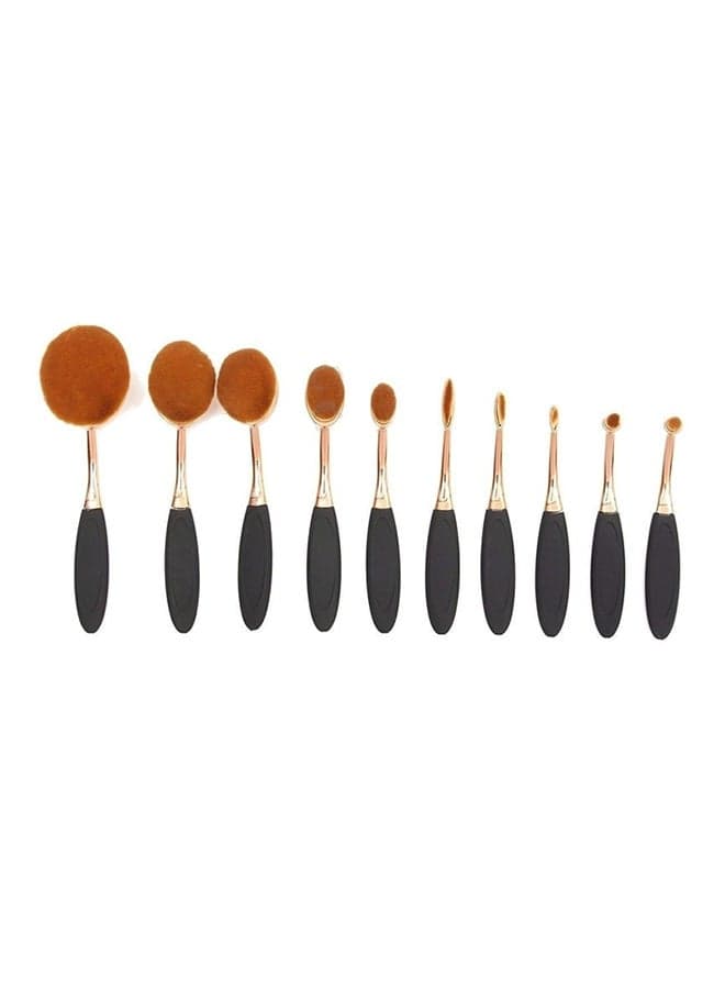 10-Piece Professional Oval Toothbrush Makeup Brush Set Black