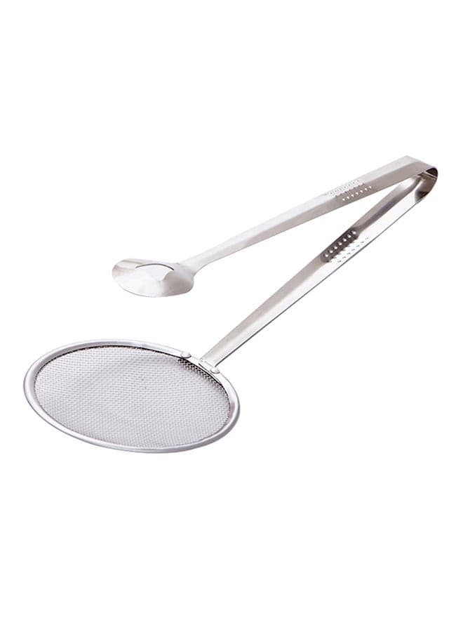 2-in-1 Colander Spoon With Clip Silver