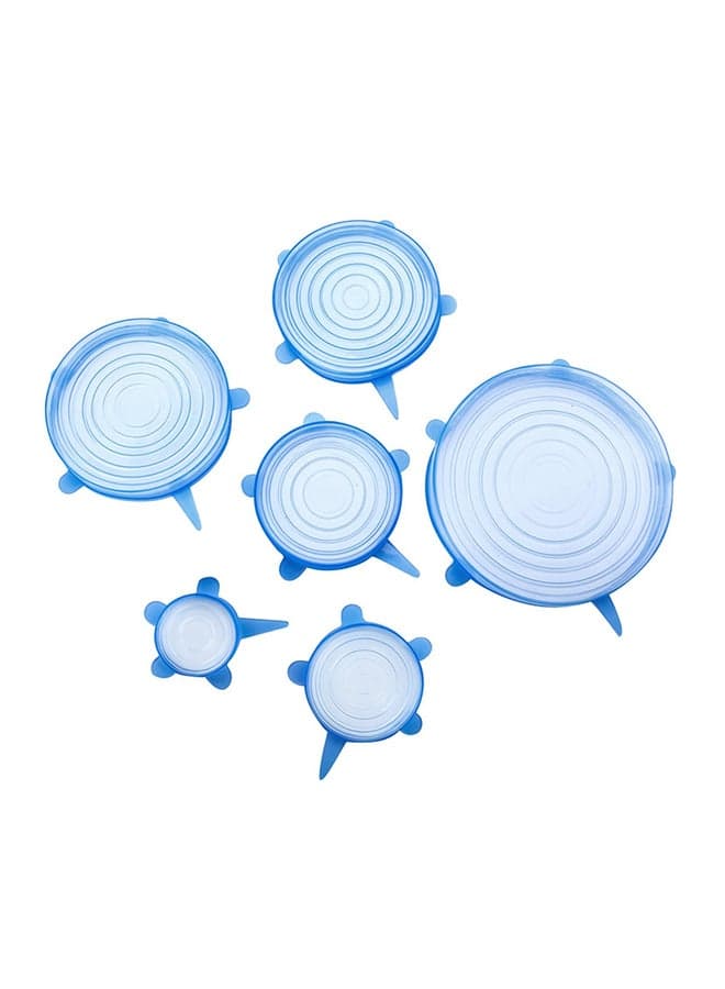 6-Piece Stretchable Silicone Lids Blue/White 158grams