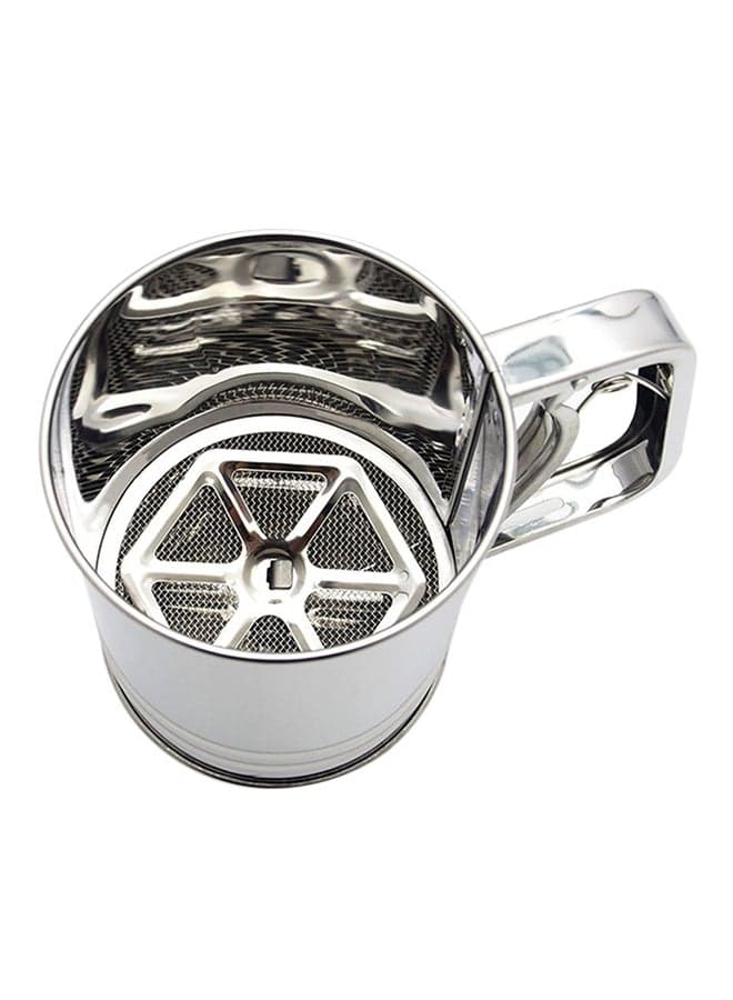 Stainless Steel Double Mesh Flour Sifter Silver 11cm