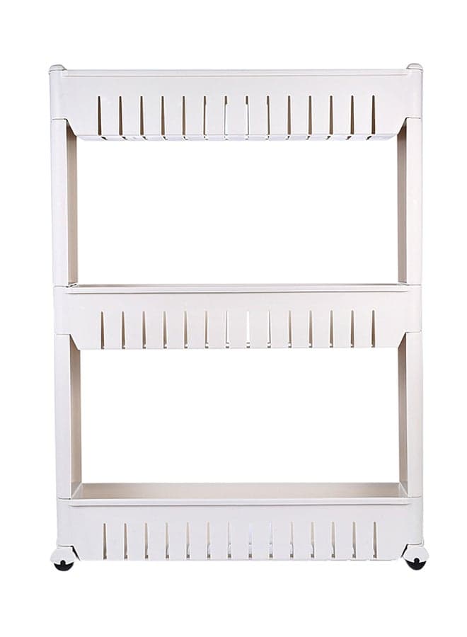 3-Tier Storage Rack With Wheels White 54 x 12 x 72cm