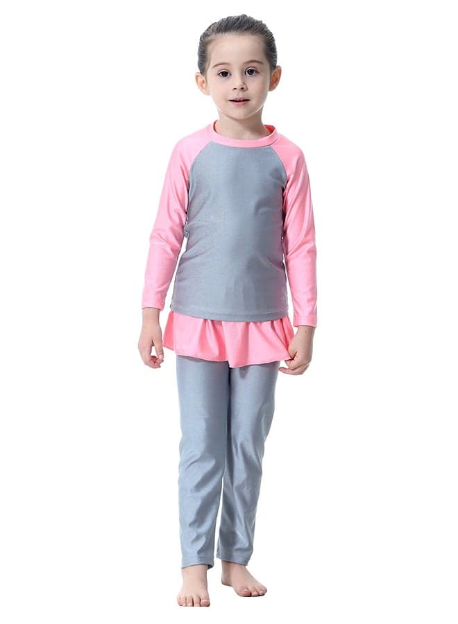 Fast Dry Round Neck Swimsuit Grey/Pink