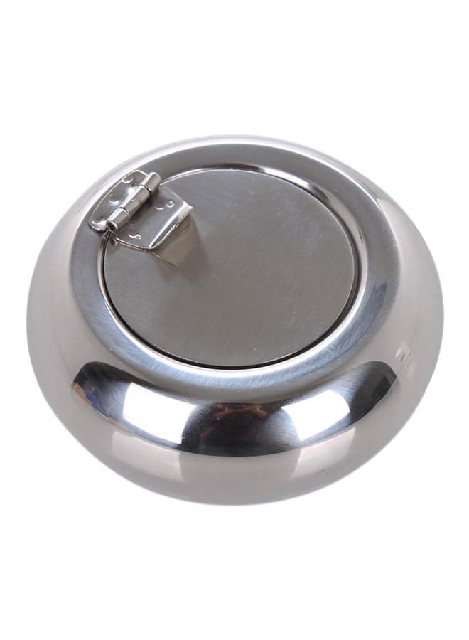 Stainless Steel Tabletop Ashtray With Lid Silver 10x10x5centimeter