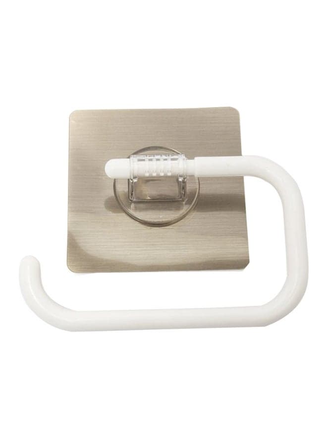Towel Rack And Paper Roll Holder With Magic Flexible Sticker White/Silver