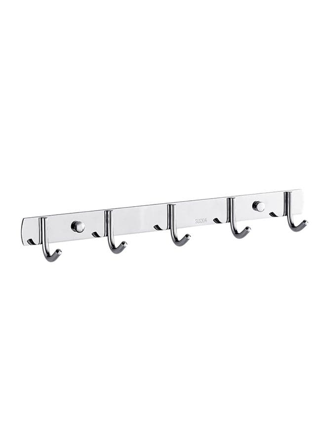 Towel Hanger Rack With 5 Hooks Silver 37 x 6 x 3.6cm