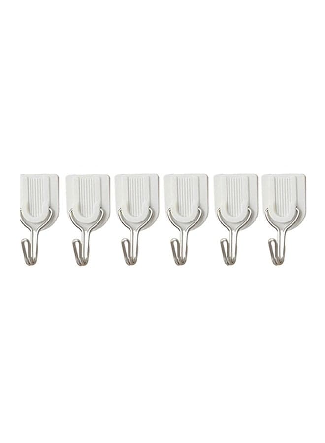 6-Piece Wall Sticky Hooks White 2.50 x 4.70 x 2.00cm