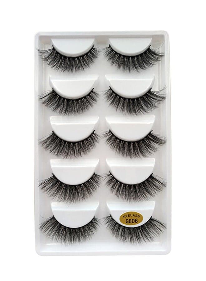 5-Pairs Long False Eye Lashes Black