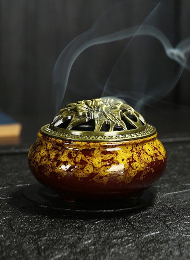 Ceramic Vintage Incense Burner Multicolour 10x7.2centimeter