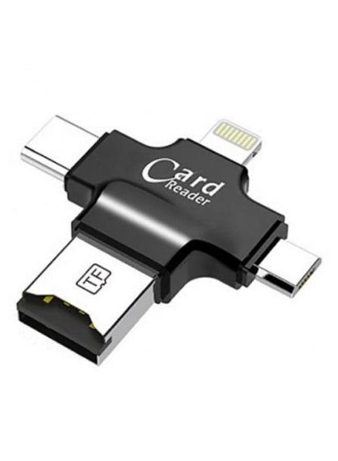 4-In-1 Micro USB Card Reader Black/Silver