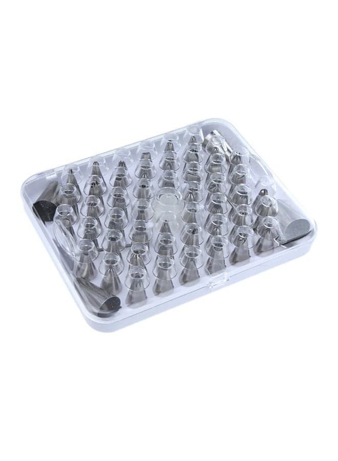 55-Piece Cake Piping Nozzles Tips Silver