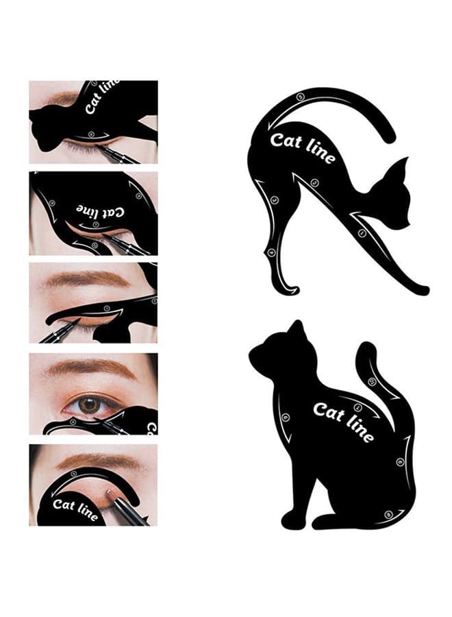 6-Piece Cat Eyeliner Stencil Black