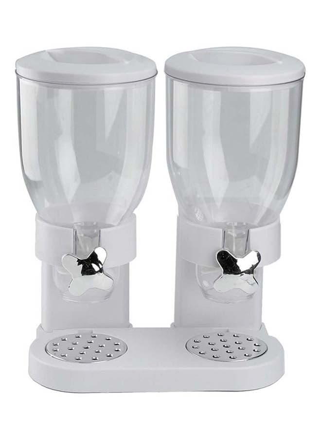 Double Container Cereal Beverage Dispenser White/Clear 19x32x41cm