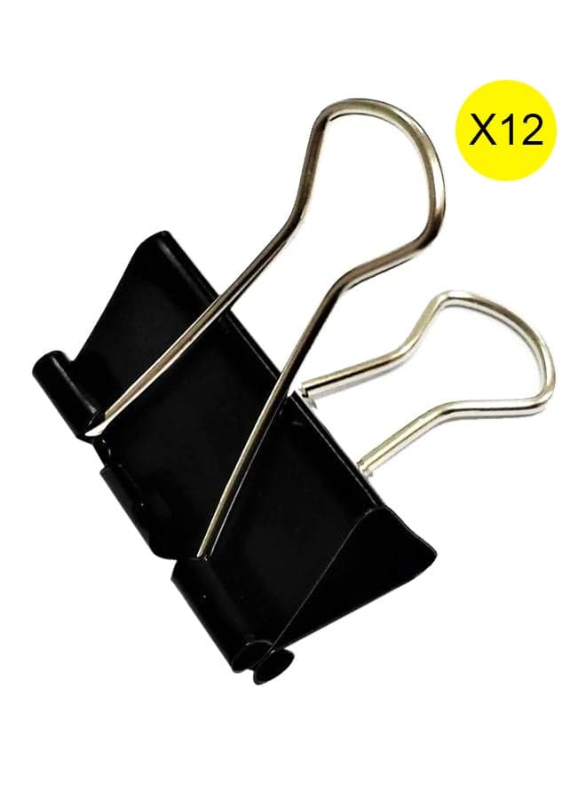 12-Piece Binder Clip Set Black/Silver