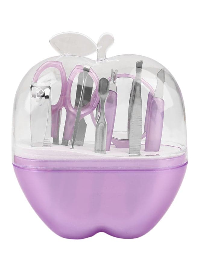 9-Piece Stainless Steel Manicure Set Purple/Clear