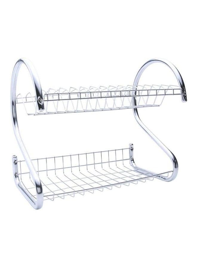2-Layer Dish Rack Silver 50cm