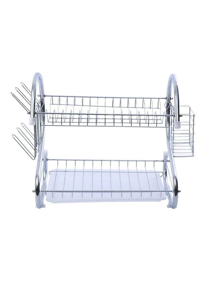 2 Tiers Dish Rack Silver 43x39x25cm
