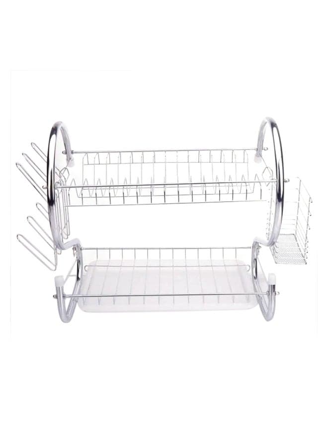 2 Tiers Dish Rack Silver 15.74x14.57x9.84inch