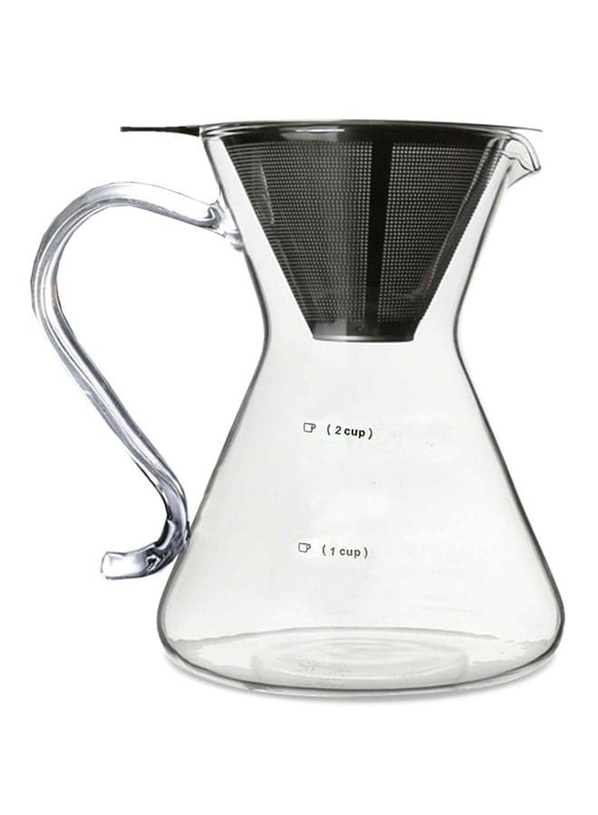 2-Piece Coffee Jug With Strainer Set Clear 11.5x11.5x15.5centimeter
