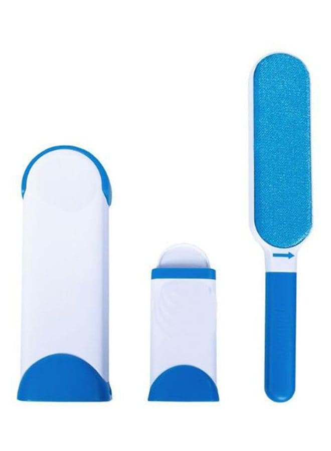 Double Sided Reusable Pet Fur Remover With Self-Cleaning Base Blue/White