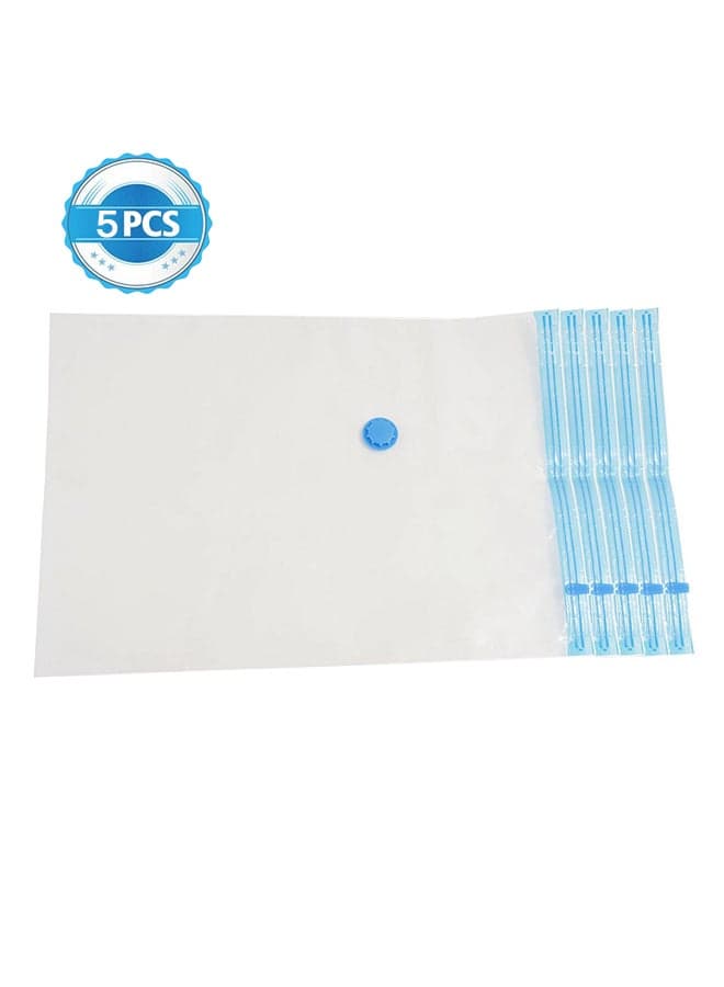 5-Piece Vacuum Storage Bag Clear/Blue 100x130cm