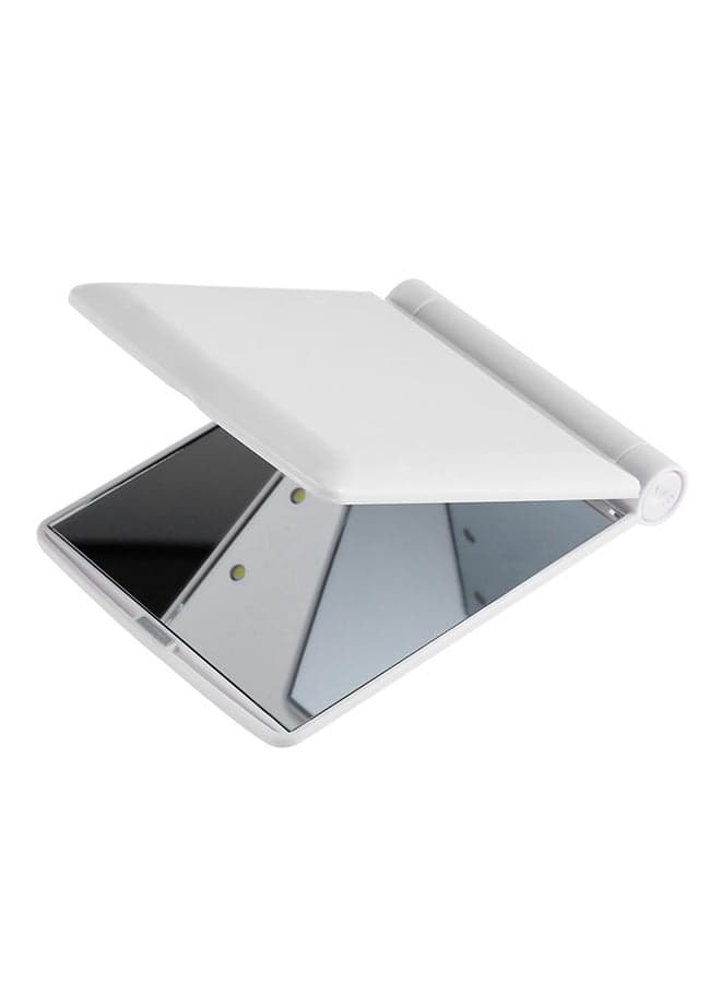 8 LED Folding Portable Compact Pocket Makeup Mirror with Lights White