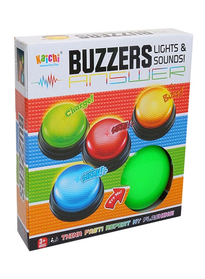 4-Piece Lights And Sounds Answer Buzzers Green/Red/Yellow