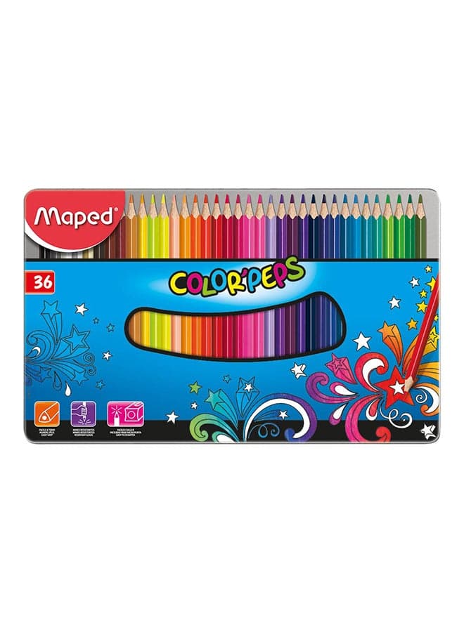 36-Piece Metal Case Color Pencil Set Multicolour