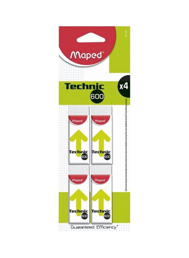 4-Piece Technic 600 Eraser Box Set White
