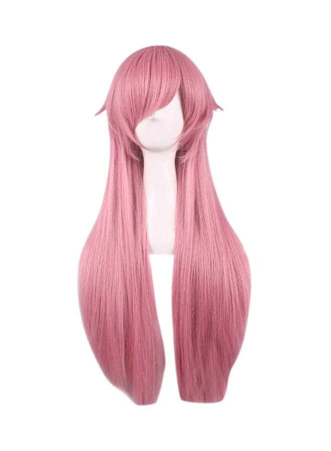 Cosplay Wavy Hair Gradient Mix Color Natural-Looking  Wig Pink 80centimeter