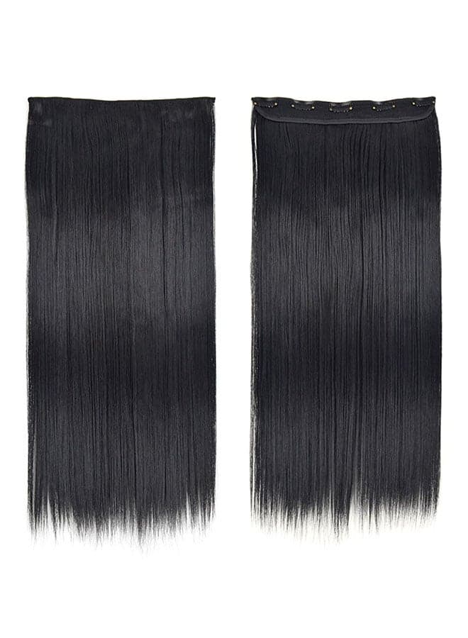 One Piece Elegant Lace Human Hair Straight Wig Black 60centimeter