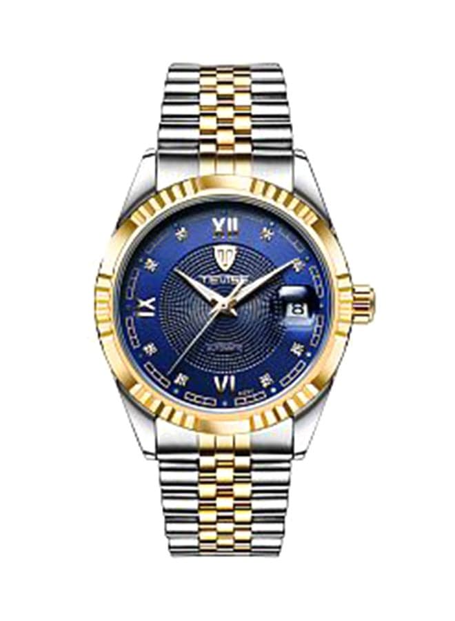 Men's Water Resistant Analog Watch J1765G-BL - 38 mm - Silver/Gold