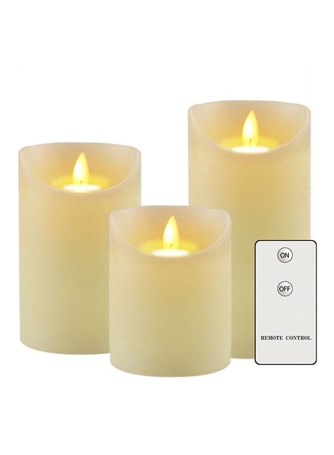 3-Piece Battery Powered Candles With Remote Control Multicolour