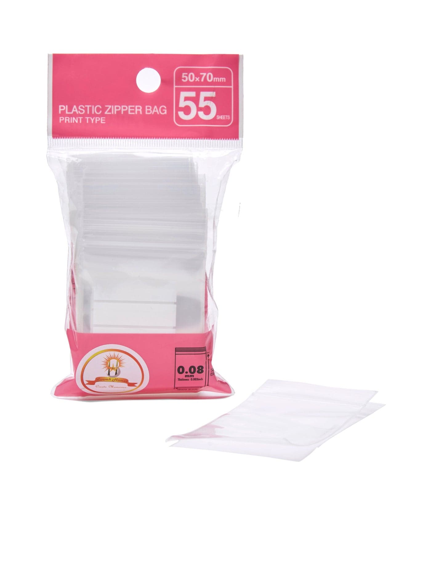 55-Piece Plastic Zipper Bag Transparent 50 X 70mm