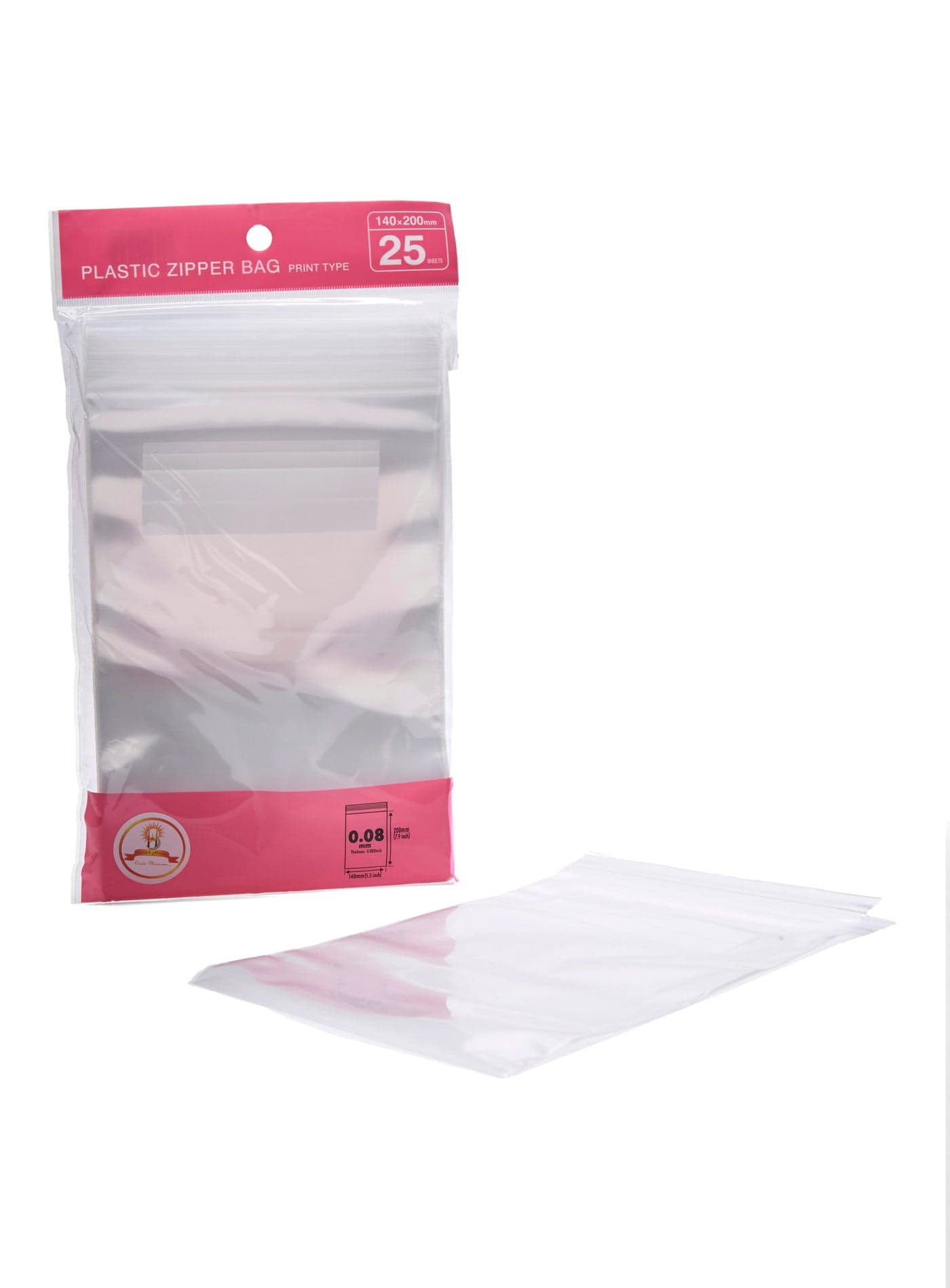 25-Piece Plastic Zipper Bag Transparent 20X10centimeter