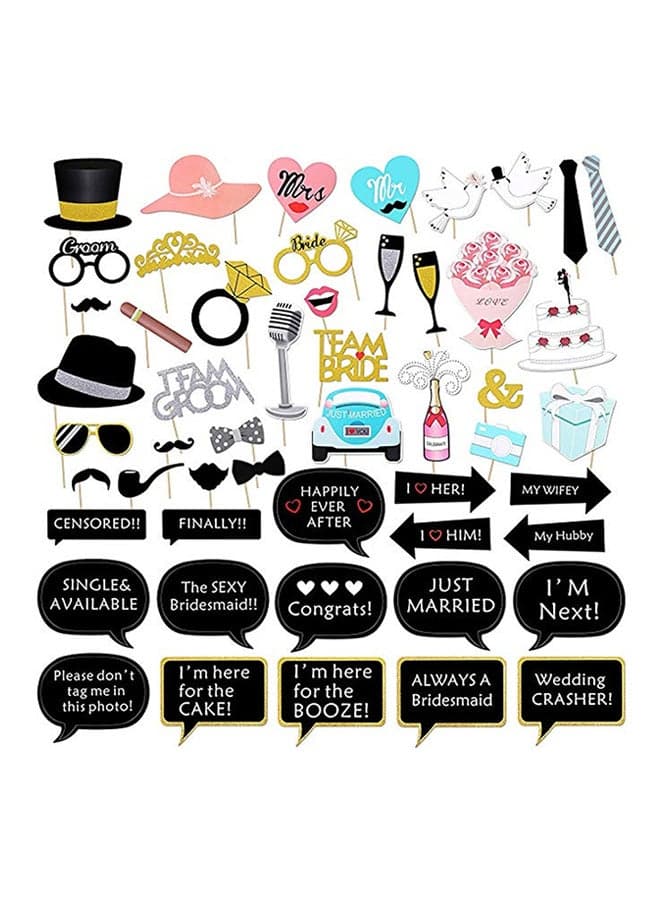 Pack Of 52 Wedding Photo Booth Props