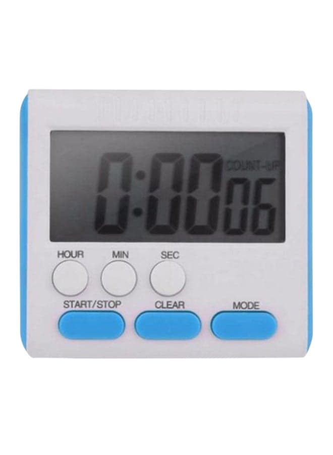 Multifunctional Digital Kitchen Timer White/Blue 7.5x7x1.5cm