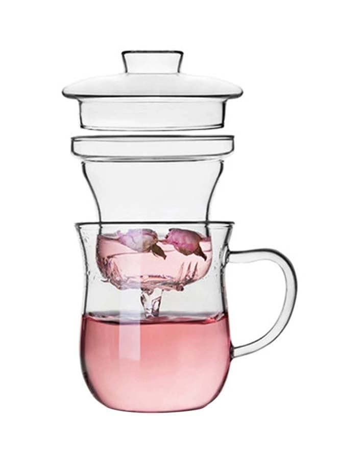 Set Of Mug And Strainer With Lid Glass 9X12.5X13centimeter Clear 9X12.5X13cm