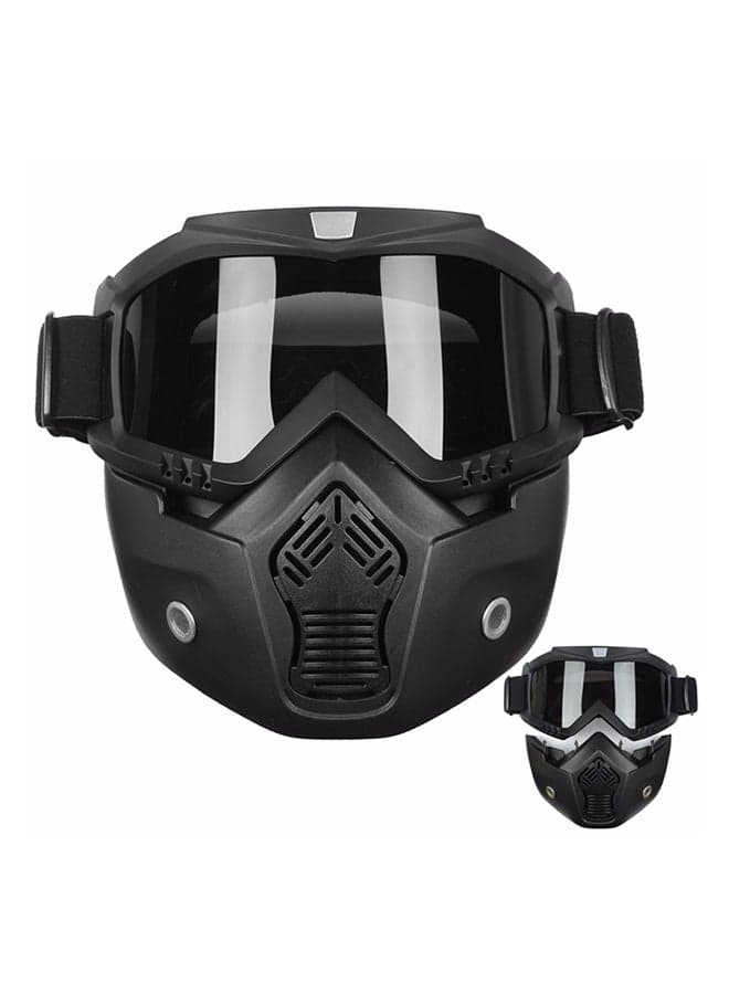 2X Detachable Modular Motorcycle Vintage Helmet Full Face Mask Shield Goggles
