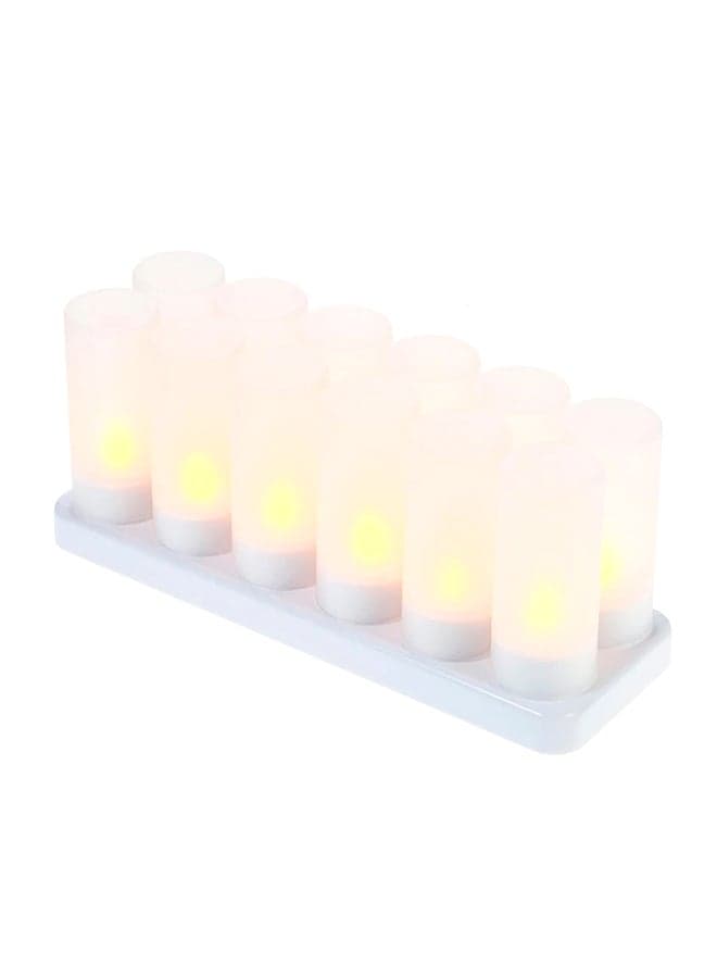 12-Piece Rechargeable LED Tealight Candle Set With Frosted Cups White 4x4.5cm