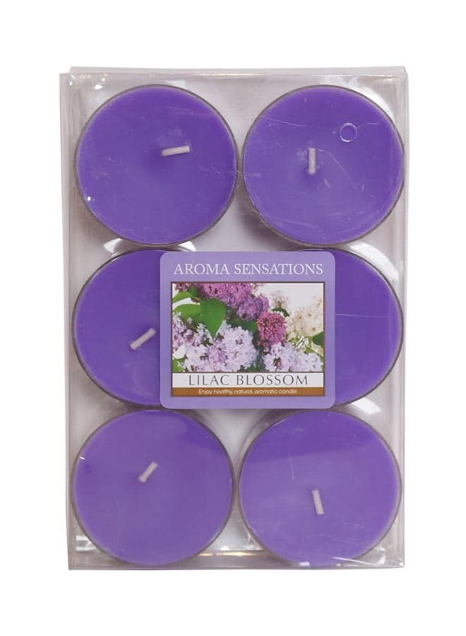 6-Piece Aroma Sensations Scented Tealight Candles - Lilac Blossom Lavender