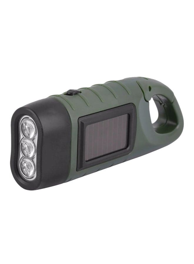 Hand Crank Emergency Solar Flashlight With 3 LED Black/Army Green