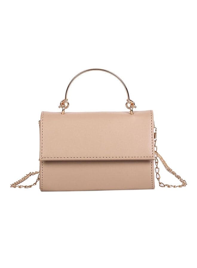 Flap Closure Shoulder Bag Beige