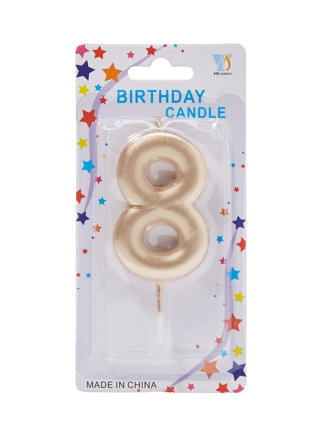 Number-8 Gold Colour With Stick Birthday Candle