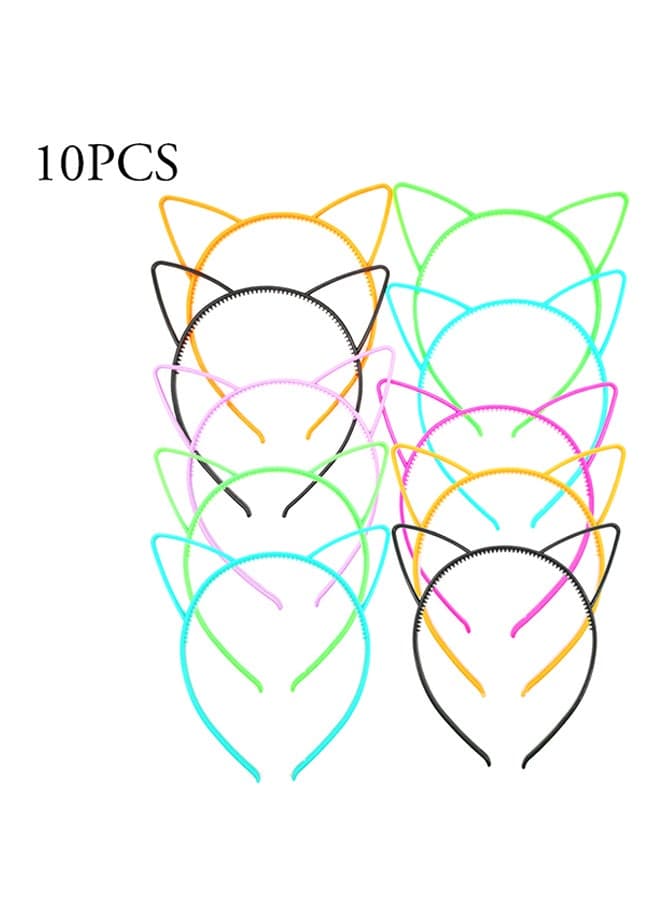 10-Piece Cat Ears Headbands Multicolour