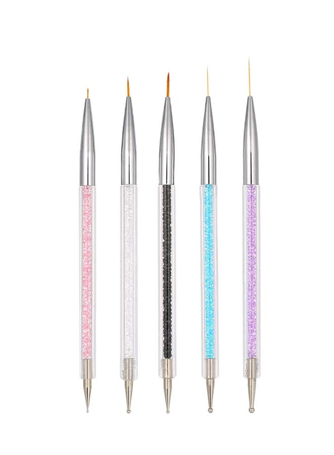 5-Piece Nail Art Brush Set Silver/Clear/Purple