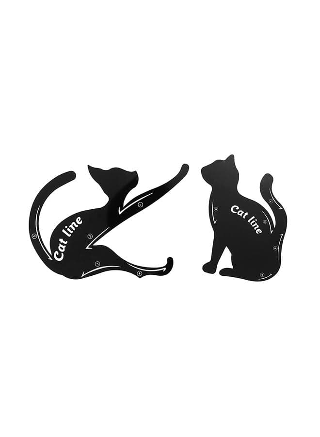 2-Piece Cat Line Eyeliner Stencil Card Set Black