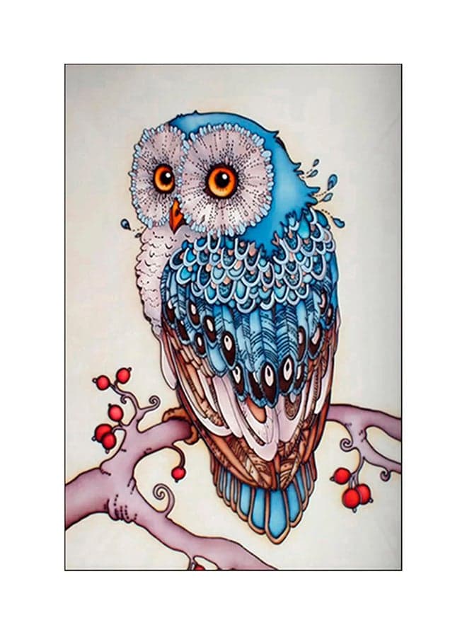 Rhinestone Pasted Cross Stitch DIY Owl Wall Decoration Blue